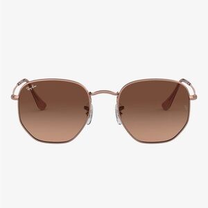 Ray-Ban Rb3548n Hexagonal Flat Lens Sunglasses. Copper/pink